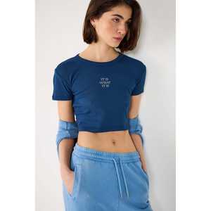 T-shirt court décontracté en coton 100% côtelé, col rond, coupe classique - Product Image 5