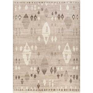 พรมขนสัตว์ถักมือสีเบจและสีน้ำตาลลายเรขาคณิตสำหรับห้องนั่งเล่น ทางเข้าบ้าน และโถงทางเดิน รุ่น Car-Reb-1374 - Product Image 1