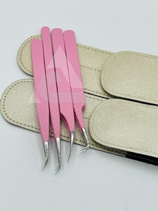 Pince à épiler professionnelle en acier inoxydable rose pour extension de cils, pointe pointue de haute qualité, écologique et durable, vente en gros - Product Image 4
