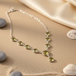 Collier en argent 925 avec perles pour femmes, pierre précieuse citrine, accessoire de mode à porter tous les jours - Product Image 2