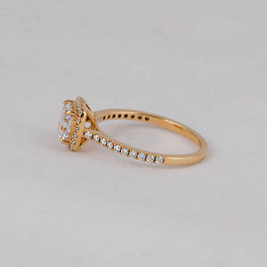 Anillo de Compromiso y Boda con Halo de Diamantes Cultivados en Laboratorio, Corte Asscher, Chapado en Oro Sólido de 14 Quilates, Estilo Clásico, Certificado IGI, 2.0-2.3 Gm - Product Image 2