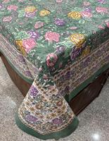 Nappes de luxe en coton vert à motifs floraux, imprimées au bloc, fabriquées à la main en Inde pour la maison, les hôtels et les cadeaux, personnalisation disponible en gros