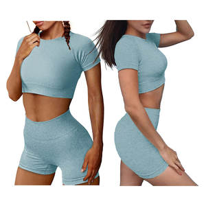 Women Print Crop Top <b>T</b> <b>Shirt</b> sets and Shorts Matching Summer Women's Two Pieces Short Sets - Product Image 2