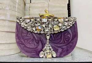 Pochette de Soirée Vintage Européenne en Résine, Portable et Tendance, pour Mariages et Événements, Design Créatif avec Chaînes et Perles Décoratives - Product Image 5