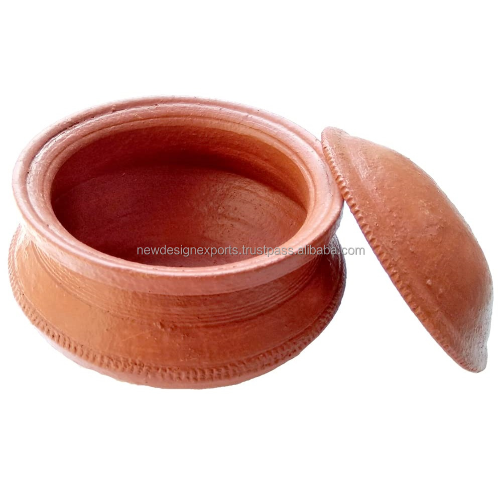 700 ML Natural Eco Friendly Clay/Terracotta Earthen Pot with Plate Dahi Pot Handi Pre-Seasoned - for Curd Dahi Unglazed - Brown