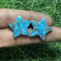 Cabochon en turquoise bleu naturel de haute qualité en forme d'étoile, pierre précieuse personnalisée, marque IBRAHIM GEMS, fabrication de bijoux DIY