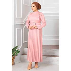 Aynur ชุดเดรสเจียมเนื้อเจียมตัวฮิญาบจีบสีผง - Product Image 4