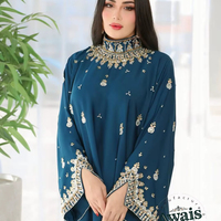 AWAIS HOUSE Dubaï Aïd Ramadan Robe longue traditionnelle ethnique légère faite à la main en Georgette perlée grande taille pour femmes musulmanes