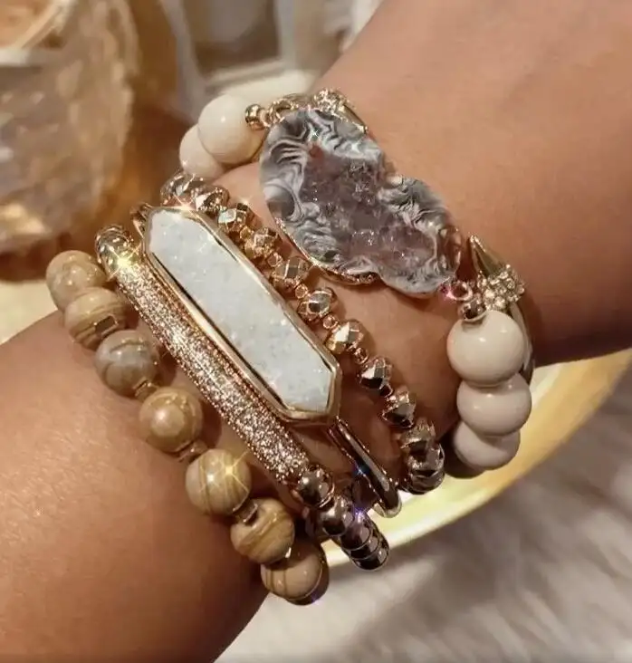 Braccialetto di perline naturali di vendita calda braccialetto di perline di pietre preziose per donne e ragazze