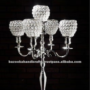 Chandelier votif en cristal 5 bras, chandelier en métal, porte-bougie - Product Image 2