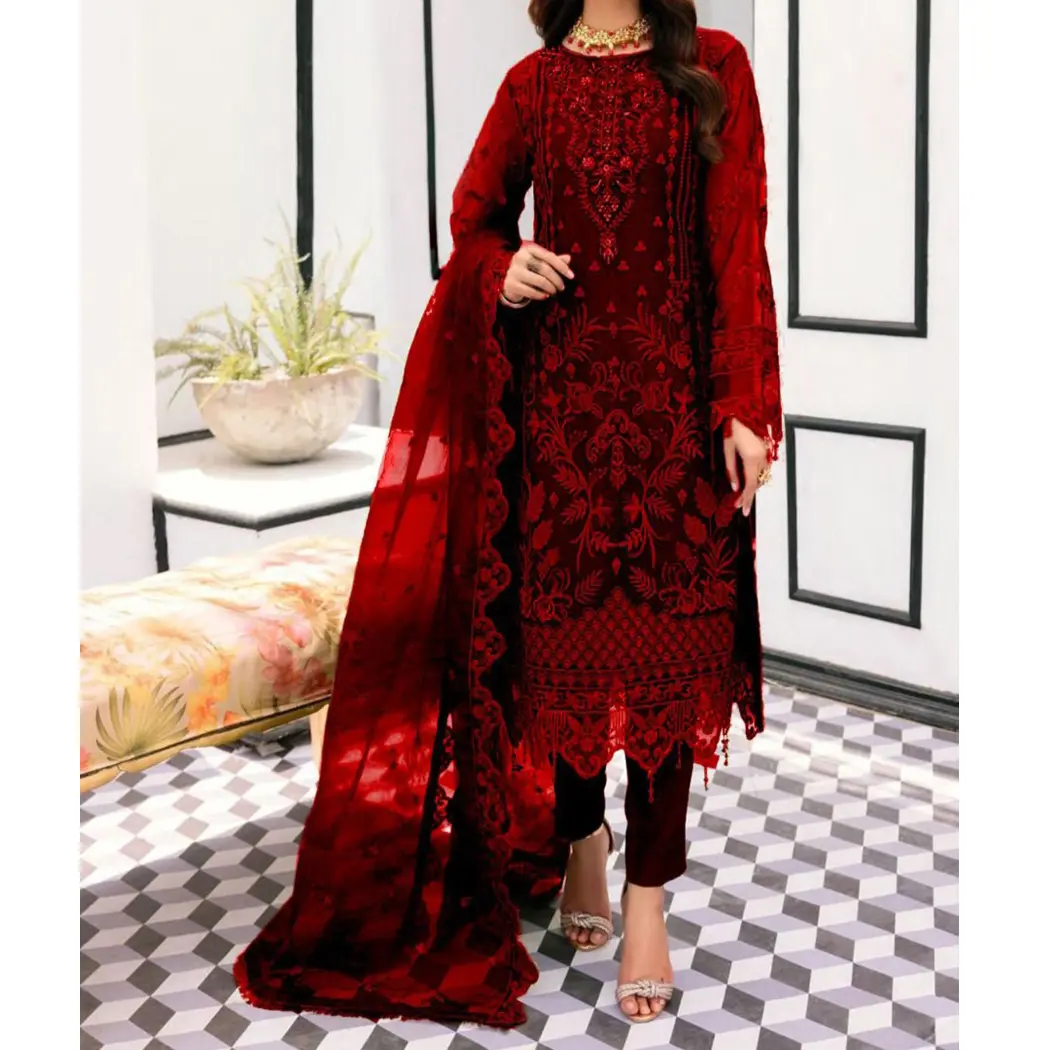 Pakistani Indian suits for women party wear at Organza Fabric in Embroidered Along With Organza dupatta and Silk Trouser
