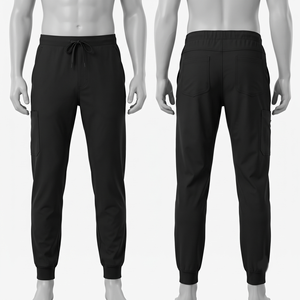 Pantalones Médicos Unisex, 180 GSM, Tela Elástica de Algodón y Poliéster, Azul Marino, Cintura con Cordón, Bordado Personalizado, Tela Tejida, Hospital - Product Image 3