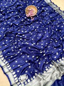 Gujarati estilo Cultural Banarasi algodón Saree puro suave contraste blusa pieza especial para fiestas recepciones precio bajo indio - Product Image 5