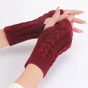 Vente chaude, tendance, vente en gros, gants d'hiver pour femmes, tricot torsadé, sans doigts, acrylique/coton, usage quotidien, élégants, faciles à utiliser, chauds - Product Image 4