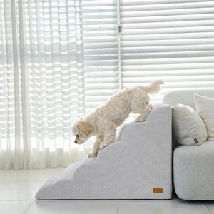 [AllmioPet] Escalera para Mascotas de Tela Cloud de 5 Peldaños, Gris AMP 5 GR, Suave, para Interiores, para Perros y Gatos, para Subir a Sofás, Camas y Muebles - Product Image 4