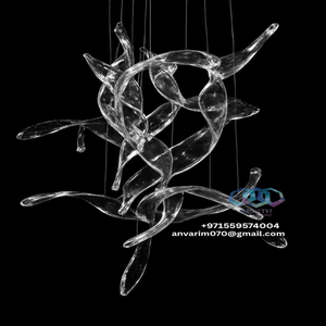 Suspension artistique moderne Lustre abstrait en verre pour salon Villa Hôtel-USA Chine EAU KSA Qatar Oman Bahreïn Koweït - Product Image 6