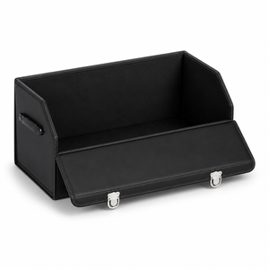 Boîte de rangement pliable pour coffre de voiture en cuir avec poignées, organiseur de coffre multifonction pliable - Product Image 4