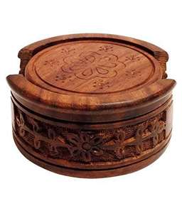 Ensemble de dessous-de-verre en bois artisanal pour la décoration de la maison, dessous-de-verre en bois naturel de qualité supérieure pour la table à manger, dessous-de-verre écologiques pour les boissons - Product Image 1