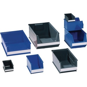 Blue PE Stackable Storage <b>Box</b> L350/300xW210xH200mm with LOCKwhite 20-35L Capacity & <b>Plastic</b> Bins & Boxes - Product Image 1