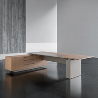 Bureau de direction en bois MDF en forme de L de luxe avec tiroirs latéraux extensibles, mobilier commercial moderne