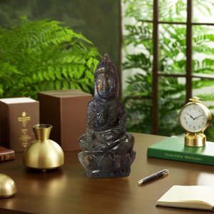 Wholesale Handmade Natural Labrodolite Crystal Laughing Buddha <b>Sculpture</b> Semi-Precious <b>Stone</b> Crafts Engraved for Sale - Product Image 2
