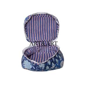 Ensemble de toilette fonctionnel à 3 pièces avec fermeture éclair, tissu en coton élégant, poignée douce écologique, sac organisateur de maquillage multi-usages - Product Image 4