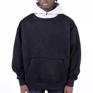 Sweats à capuche vintage pour hommes personnalisés col à boutons contrastés pour bouffée impression 100% coton hiver logo personnalisé OEM sweats à capuche - Product Image 1