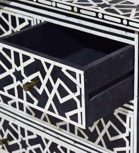 Coffre élégant et fonctionnel en incrustation d'os à motif floral Solution de rangement élégante pour meuble de salon à bas prix - Product Image 2