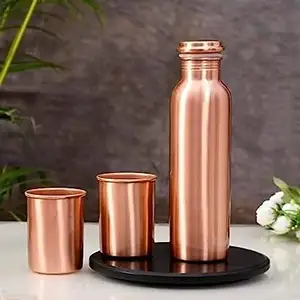 Pure Copper Bottle and Glass Premium Drinkware Gift Set for Business Gifting with Logo print