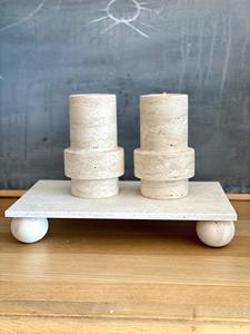 เชิงเทียนเสาหินทราเวอร์ตินที่ทันสมัยดีไซน์มินิมอลที่เรียบง่ายทนทานพื้นผิวธรรมชาติที่สะดวกสบายและหรูหราสำหรับตกแต่งบ้าน - Product Image 3