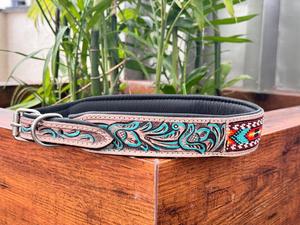 Top Quality Hand Carving and Tooling Cow Leather Soft Padded <b>Dog</b> <b>Collar</b> Best Indian Wholesale Manufacture <b>Dog</b> Uses Low Prices - Product Image 2