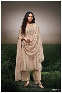 ชุดเล่น Salwar ผ้าลินินผ้าฝ้ายพิมพ์ลายแฟนซีพร้อมปักด้วยมือของสะสมลูกไม้สำหรับงานลำลองและงานปาร์ตี้ - Product Image 4