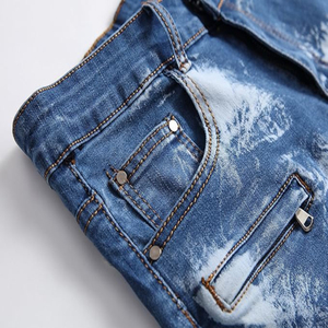 Pantalones cortos de mezclilla azul de la mejor calidad 100% algodón para hombre, ecológicos, informales, de cintura media, de punto recto, verano y otoño - Product Image 3