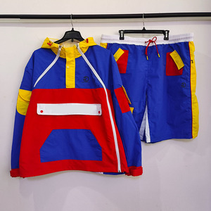 Custom High Quality Nylon Streetwear Men Two Piece Shorts <b>Zip</b> up <b>Hoodie</b> Windbreaker Shorts Jackets Tracksuit Set - Product Image 3