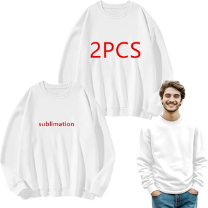 Sublimación cuello redondo poliéster sudadera para sublimación 2 uds sudaderas con capucha adulto logotipo personalizado impresión blanco sudadera en blanco - Product Image 1