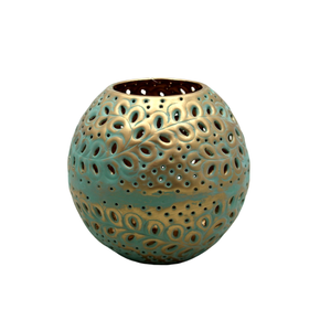 Decoración navideña, candelabro votivo redondo de aluminio Chapado en latón, soporte de vela de diseño americano hecho a mano - Product Image 1