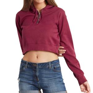 Sweat-shirt à capuche à manches longues avec logo personnalisé pour femmes, haut court thermique décontracté, style Street-Wear pour l'hiver - Product Image 1