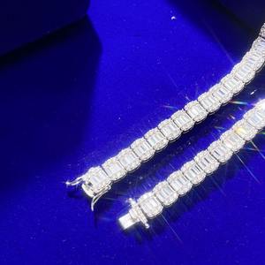 Collar de Cadena Cubana con Diamantes de Corte Baguette, Chapado en Plata de Ley 925, con Incrustaciones de Moissanita VVS, Estilo Hip Hop, para Hombre y Mujer, de Lujo - Product Image 4