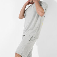 Conjunto de Dos Piezas de Camiseta y Pantalones Cortos Estampados de Secado Rápido de Poliéster/Algodón de Alta Calidad Personalizados, Ropa Casual de Primavera para Hombre