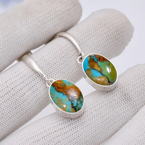 Handmade 925 Sterling Silver Charm <b>Earrings</b> AAA Grade <b>Nickel</b>-<b>Free</b> Women's Turquoise Gemstone Parties Christian Ceremonies - Product Image 3