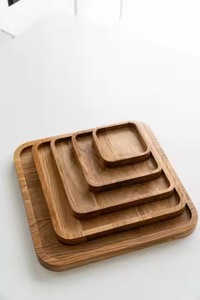 ถาดเสิร์ฟไม้อะคาเซียแบบชนบทงานแฮนด์เมดสไตล์วอลนัทหรูหราสำหรับอาหารและชาสไตล์ที่กำหนดเองสำหรับเครื่องครัวโดยการตกแต่ง - Product Image 2
