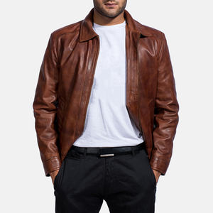 Chaqueta de Cuero de Piel de Oveja Personalizada para Hombre, Último Modelo del Fabricante, Cuello Alto de Alta Calidad, Precio Directo de Fábrica - Product Image 6