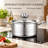 WOXIANG Marmite en acier inoxydable triple épaisseur 16 cm, répartition uniforme de la chaleur, ustensile de cuisson durable pour Shabu Shabu et soupes