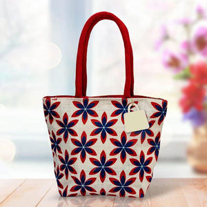 Sac à main en jute écologique pour femmes, poignée en cuir véritable, imprimé à l'écran, conçu pour les amateurs de mode, le bureau, les courses - Product Image 5