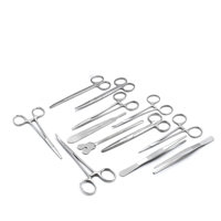 Ensemble d'instruments de chirurgie basique pour interventions mineures, 13 pièces, manuel, en acier inoxydable, vétérinaire, classe I, certifié CE, boîte de stérilisation
