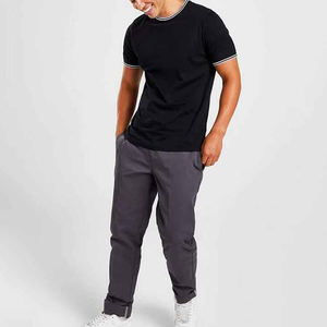 Camiseta de entrenamiento físico para gimnasio con logotipo personalizado para hombre, 95% algodón, 5% licra, de talla grande, transpirable, informal, con cuello levantado, talla XL - Product Image 4