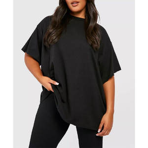 100% coton femmes T-Shirts été respirant manches courtes plaine teint surdimensionné t-shirts à vendre - Product Image 4