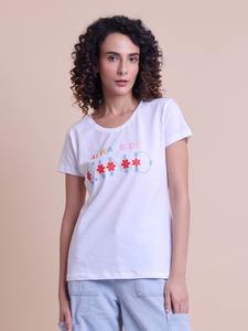 Camiseta de media manga con cuello estampado elegante y elegante de ODM Supply, cómoda Lona de moda para el verano, camisetas de talla grande para mujer - Product Image 2
