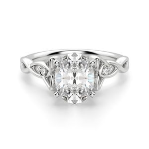<b>Oval</b> Cut <b>Moissanite</b> Twisted <b>Engagement</b> <b>Ring</b> - Product Image 4