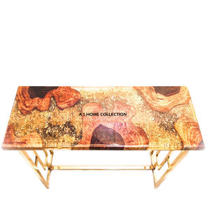 Mesa de Resina de Acero Inoxidable para Decoración de Hoteles y Restaurantes, Acabado Dorado, Diseño Moderno con Mesa de Resina Personalizada - Product Image 5